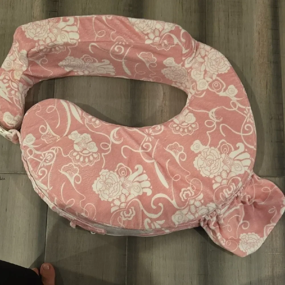 Elegant Floral Nursing Pillow - Pink and White